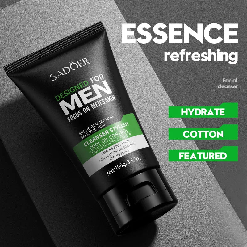 Cool Facial Cleanser Refreshing Fragrance Deep Cleansing Moisturizing Moisturizing Pore Tightening Men'S Facial Cleanser