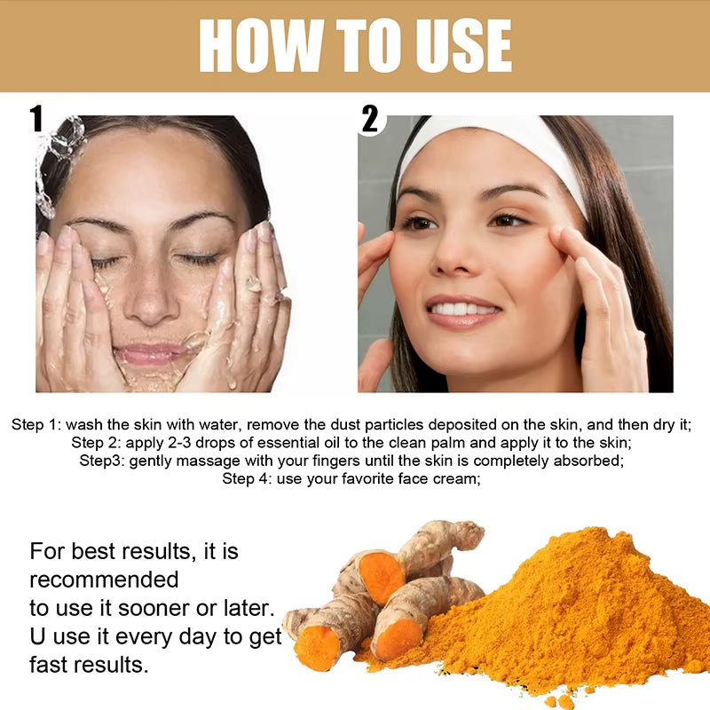 30Ml Turmeric Oil Skin to Lightening Acne Dark Patches Acne Bright Skin Dark Spot Corrector anti Aging Face Whitening Serum Care