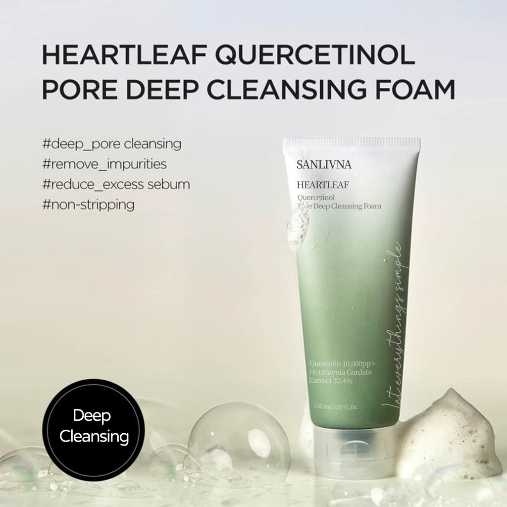 Heartleaf Quercetin Face Cleanser Pore Deep Cleansing Foam, Cleanser, Double Cleansing, BHA, Hyaluronic Acid Skincare