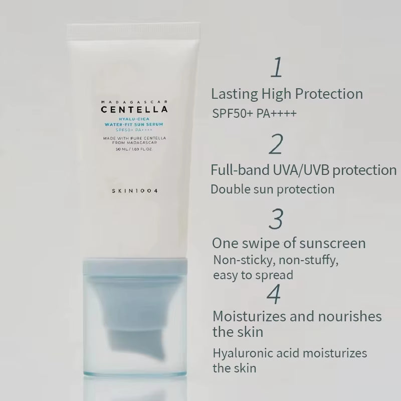 Korean Centella Hyalu-Cica Moisture Cream and Facial Hyalu Cica Water-Fit Sun Serum SPF50 Sunscream Protection Skincare Product