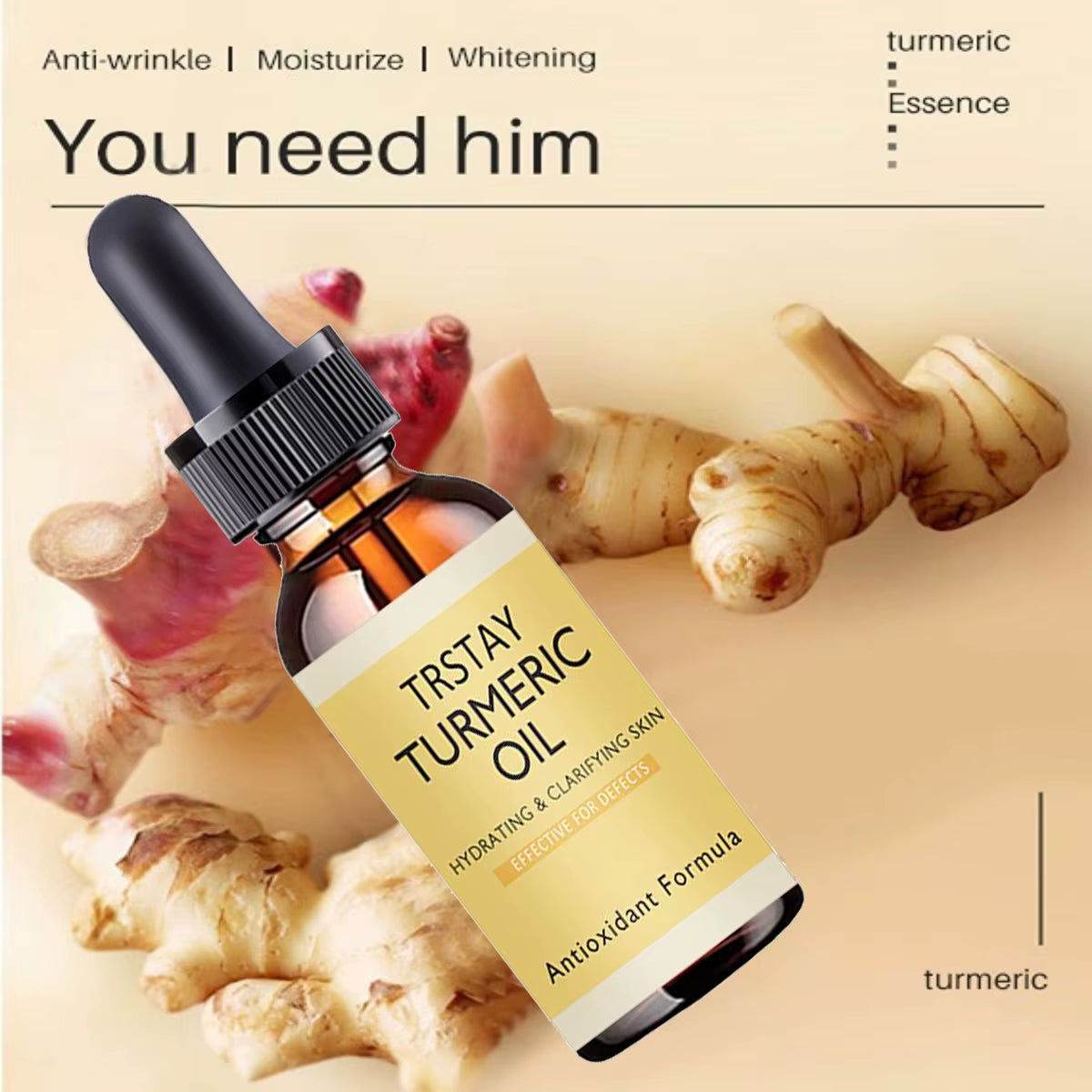 New Turmeric Oil Glow to Facial Lightening Serum for Black Brown Skin Leg Hand Body Whitening for Dark Skin Beauty Health