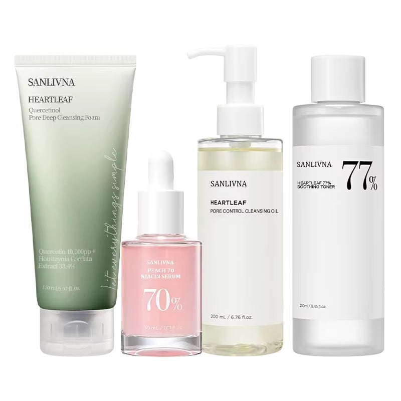 Sanlivna Korean Skincare Heartleaf 4-Piece Set - Oil Balance & Brightening with Soothing Complex