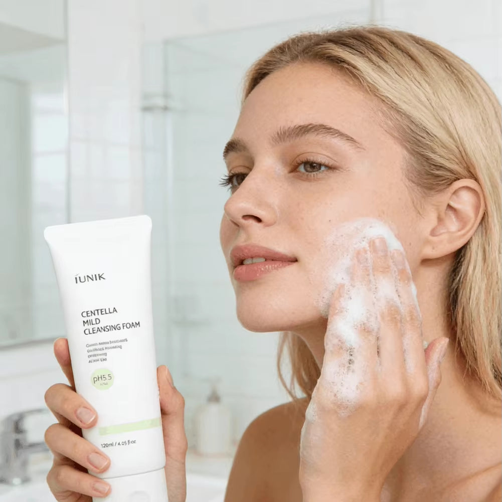 Korean IUNIK Beta-Glucan Skincare Set Centella Asiatica Facial Cleanser&Moisturizing Gel Propolis Eye Cream to Reduce Fine Lines