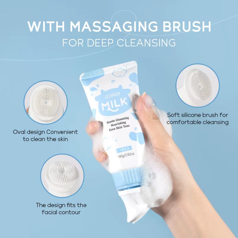 Korean Milk Facial Cleanser 80G – Deep Moisture, Oil Control & Glowing Skin | Hyaluronic Acid, Ph-Balanced for Dry/Oily Skin