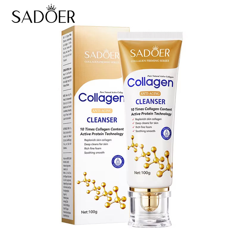 SADOER Collagen Facial Cleanser Skincare Firming Moisturizing Face Cleansing Face Wash Foam Cleanser Skin Care Products