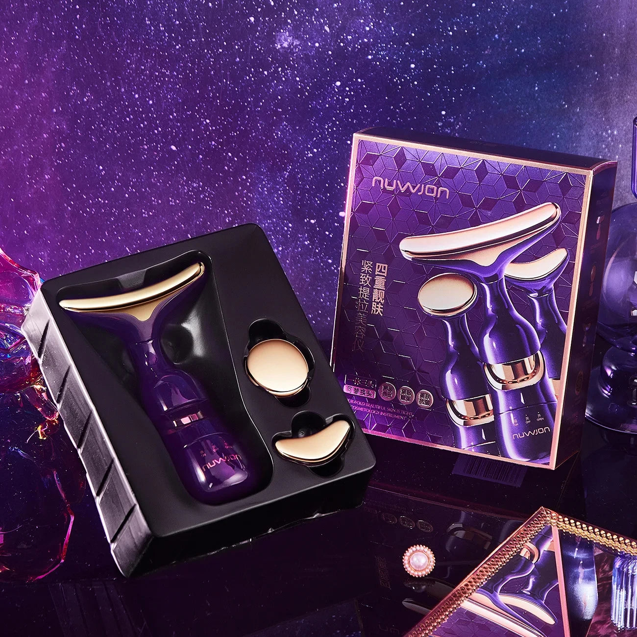 HOMEFISH 3 en 1 dispositif de Lifting du visage cou Massage des yeux du visage visage plus mince EMS beauté raffermissement de la peau rides Anti visage masseur