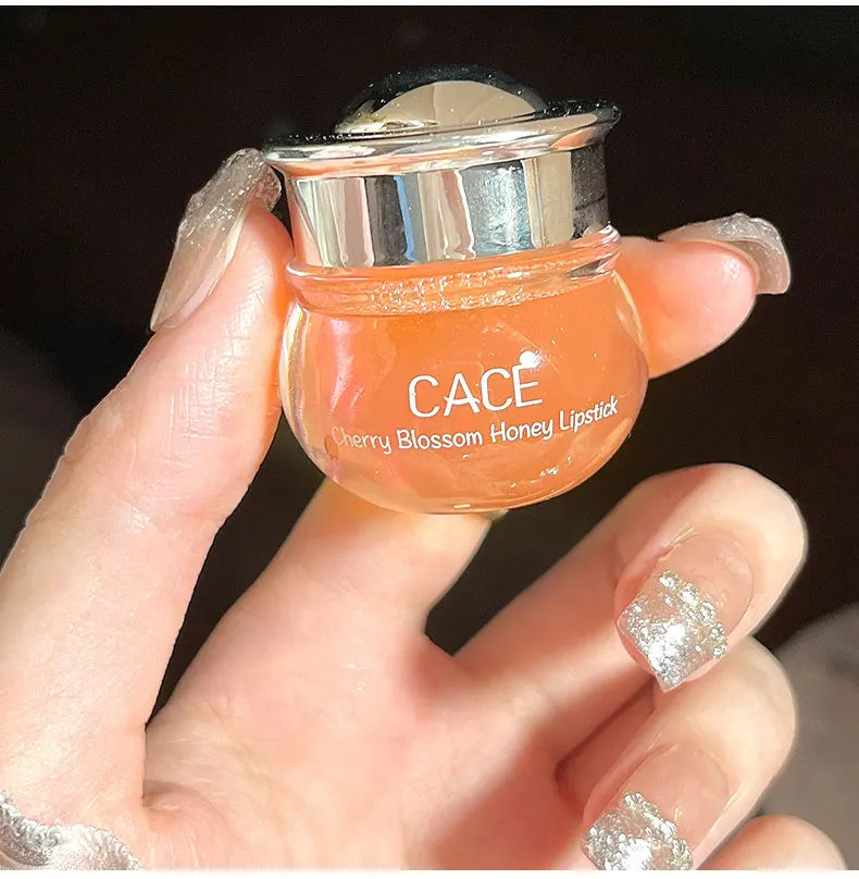 Baume à lèvres au miel et aux fleurs de cerisier CACE – Hydratant et repulpant en profondeur, finition brillante riche en eau, non collant,