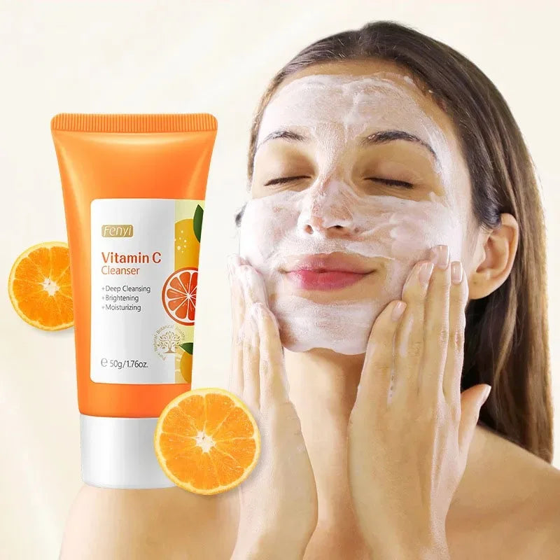 Nettoyant pour le visage à la vitamine C, nettoyage en profondeur, hydratant, élimination des points noirs, soins de la peau, mousse de lavage du visage, soins pour la peau