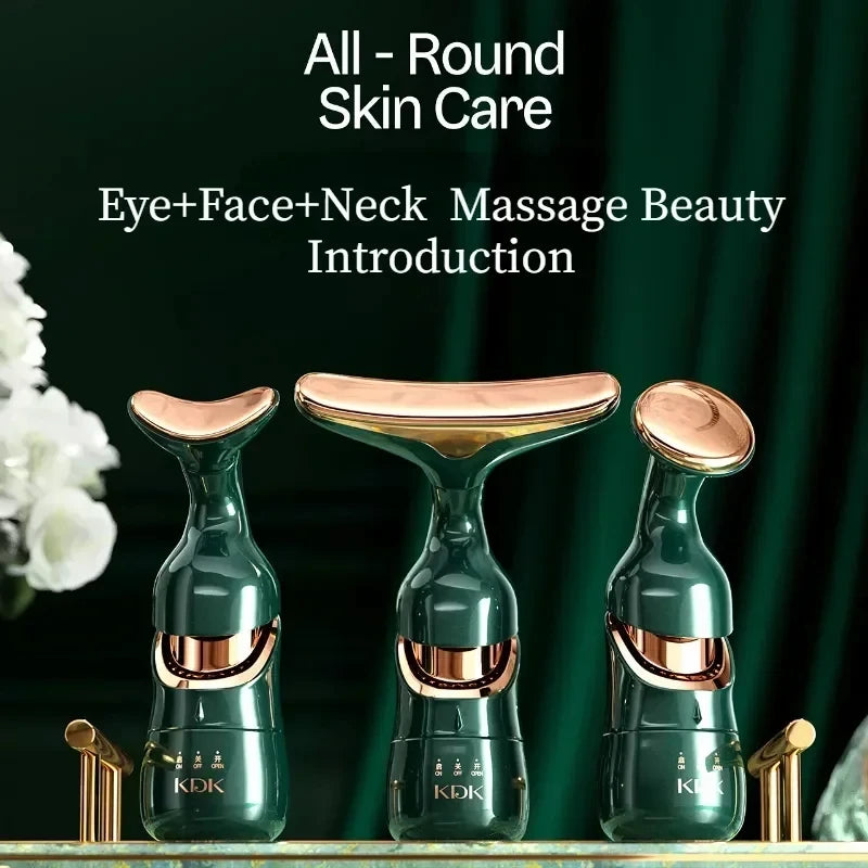 HOMEFISH 3 en 1 dispositif de Lifting du visage cou Massage des yeux du visage visage plus mince EMS beauté raffermissement de la peau rides Anti visage masseur