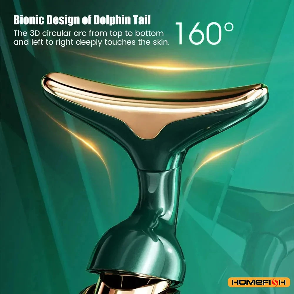 HOMEFISH 3 en 1 dispositif de Lifting du visage cou Massage des yeux du visage visage plus mince EMS beauté raffermissement de la peau rides Anti visage masseur