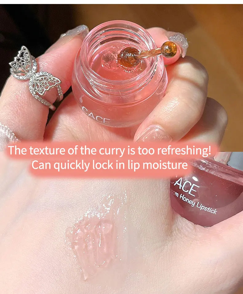 Baume à lèvres au miel et aux fleurs de cerisier CACE – Hydratant et repulpant en profondeur, finition brillante riche en eau, non collant,