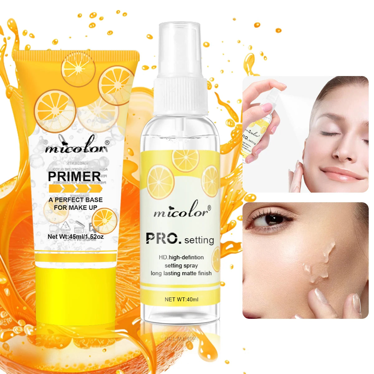 Ensemble de maquillage d'apprêt de maquillage + Spray fixateur, maquillage de maintien de rendu des couleurs des pores invisibles, pour le maquillage de Base et la finition du maquillage