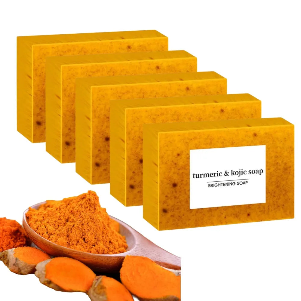 Savon fait à la main au curcuma, savon à l'acide kojique au citron, savon de douche et pour le visage, soins du corps, 100g, 1/3/5 pièces