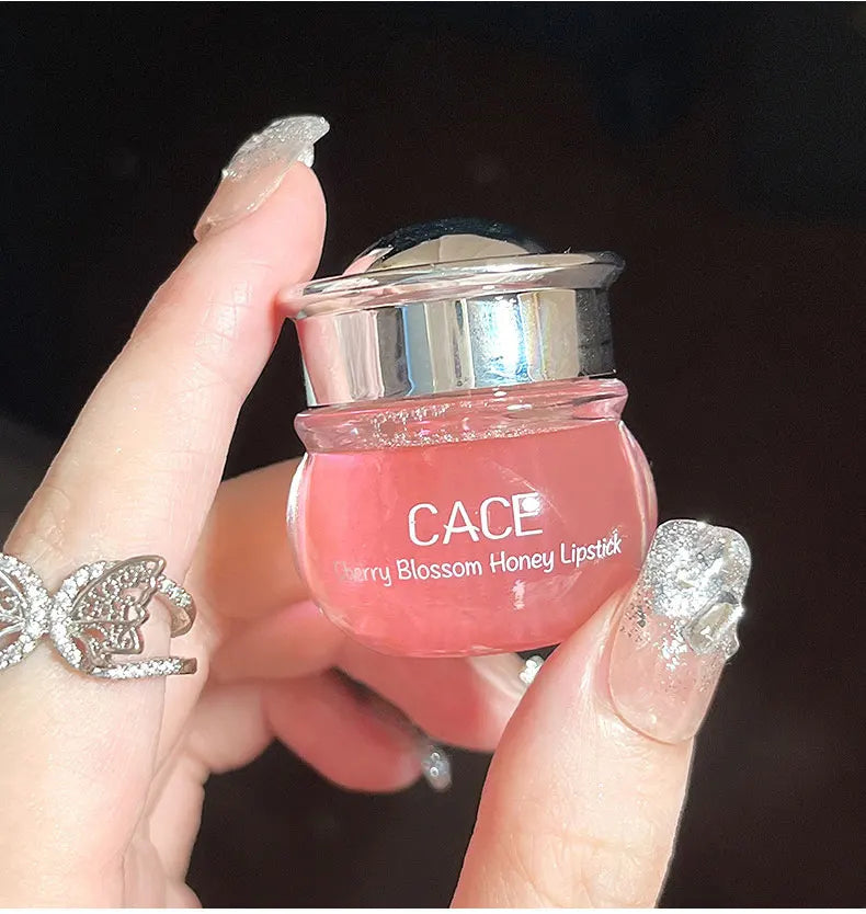 Baume à lèvres au miel et aux fleurs de cerisier CACE – Hydratant et repulpant en profondeur, finition brillante riche en eau, non collant,