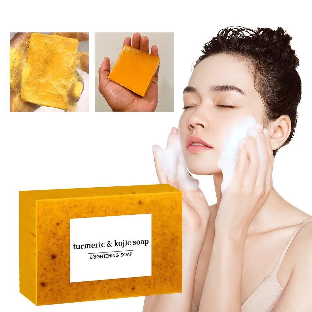 Savon fait à la main au curcuma, savon à l'acide kojique au citron, savon de douche et pour le visage, soins du corps, 100g, 1/3/5 pièces