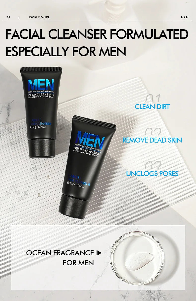 LAIKOU hommes nettoyant pour le visage lavage du visage hydratant homme soins de la peau contrôle du sébum points noirs enlever gommage cosmétiques profond Norishing 50g