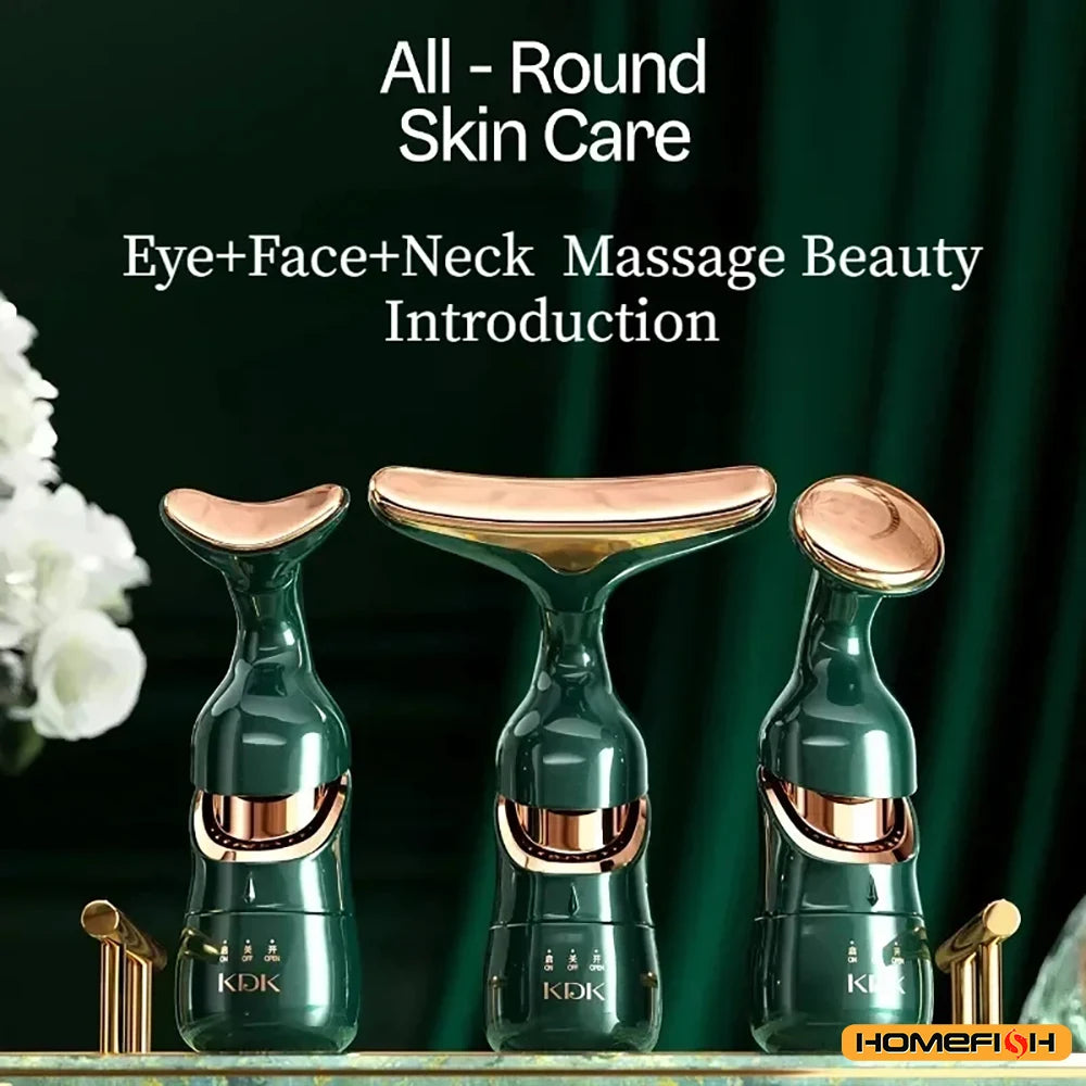 HOMEFISH 3 en 1 dispositif de Lifting du visage cou Massage des yeux du visage visage plus mince EMS beauté raffermissement de la peau rides Anti visage masseur