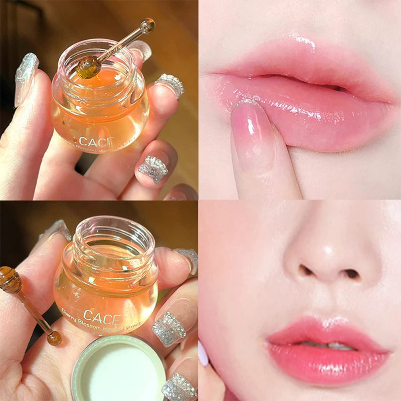 Baume à lèvres au miel et aux fleurs de cerisier CACE – Hydratant et repulpant en profondeur, finition brillante riche en eau, non collant,
