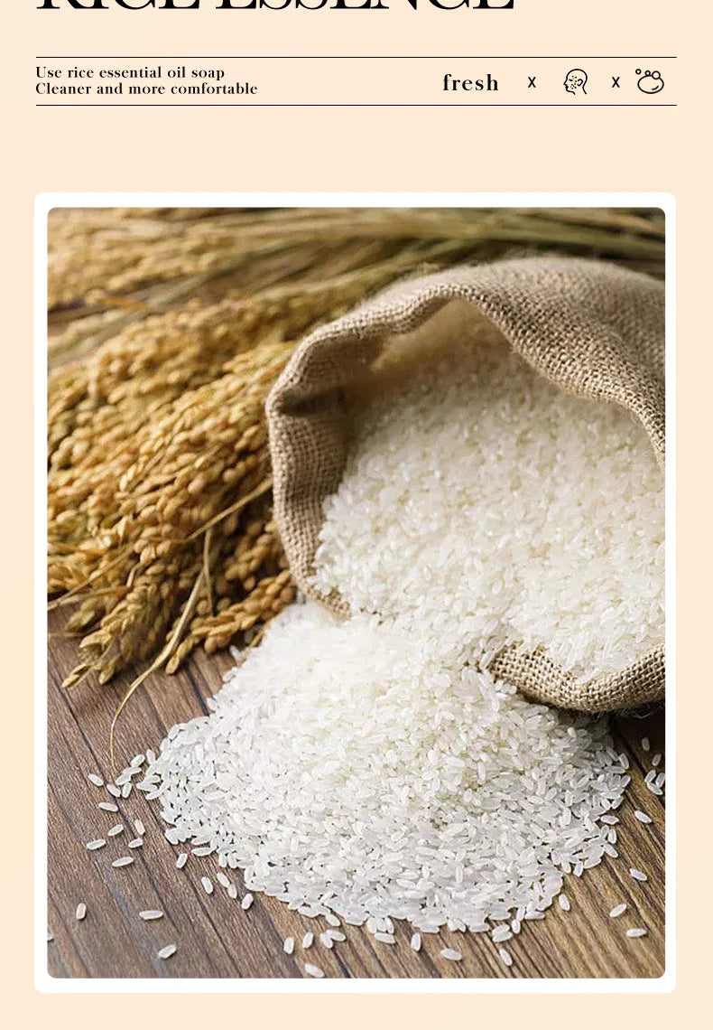 BIOAQUA savon pour le visage en pulpe brute de riz blanc mousse de lavage du visage nettoyant pour le visage hydratant contrôle de l'huile corps bain savon fait à la main