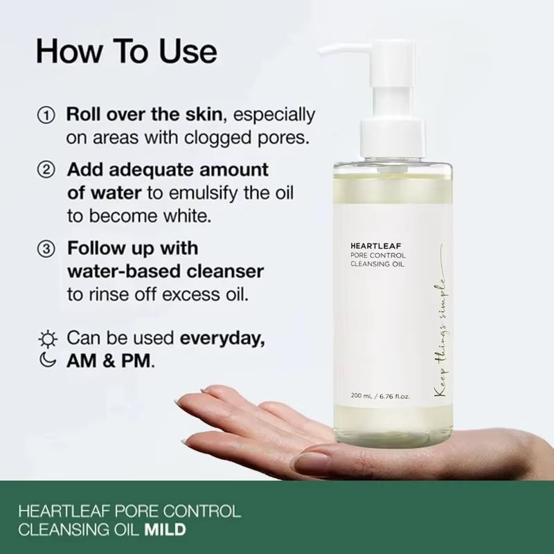 Korean  Heartleaf Pore Control Cleansing Oil Pore Care Blackhead Removal Makeup Daily Deep Facial Cleansing Oil Skincare Set