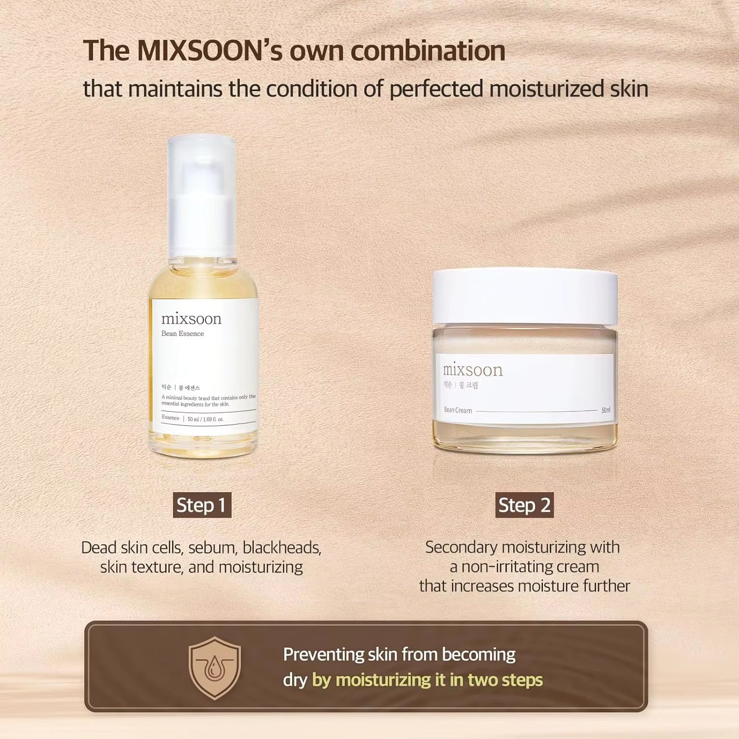 Mixsoon Bean Glass Skin Duo Essence 50Ml Cream 50Ml Hydrating Repair Korean Skincare