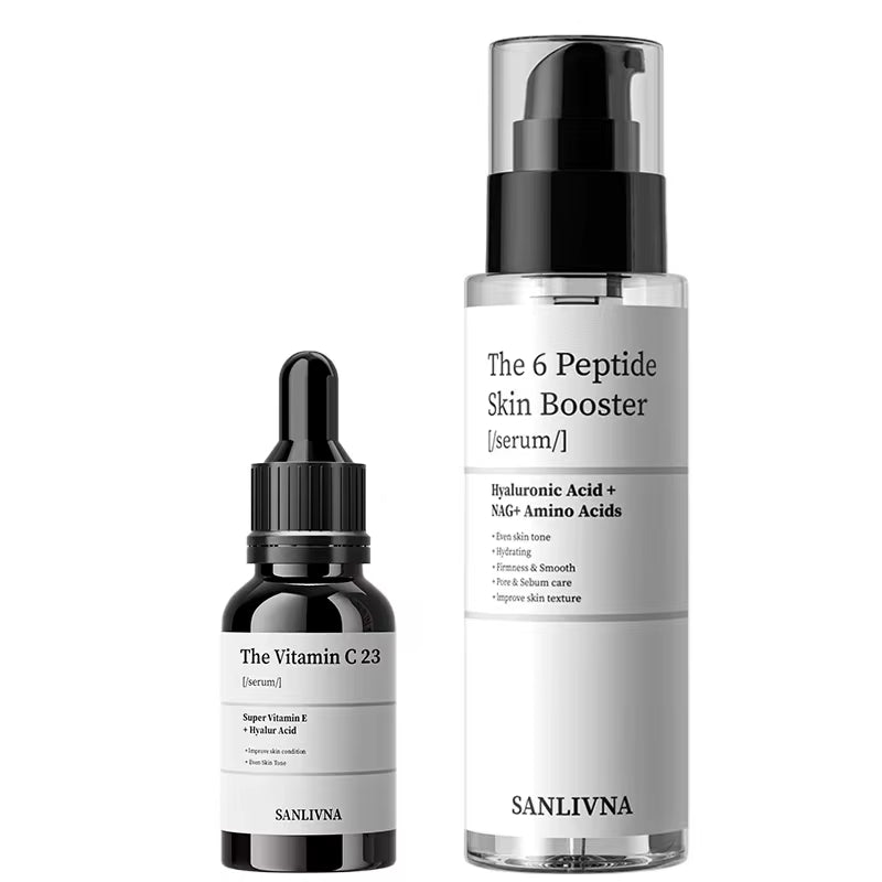 Sanlivna Korean Skincare 6 Peptide + 23% VC Duo - Firming & Revitalizing Serum Set