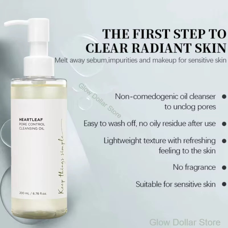 Korean  Heartleaf Pore Control Cleansing Oil Pore Care Blackhead Removal Makeup Daily Deep Facial Cleansing Oil Skincare Set