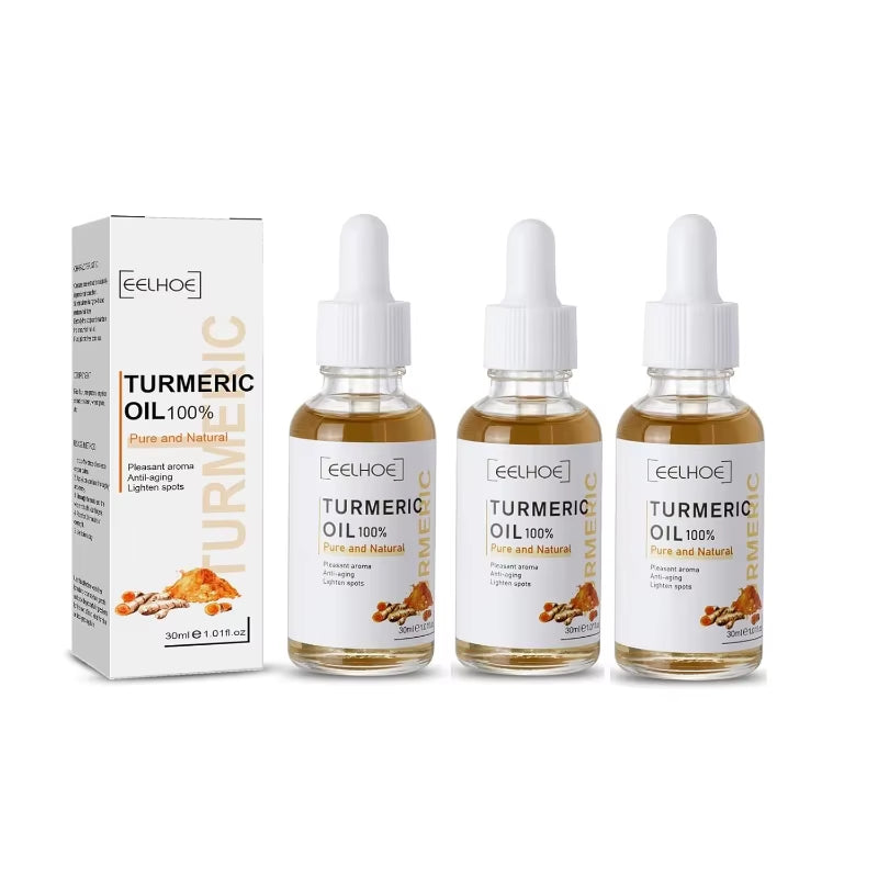 3Pcs Turmeric Serum Oil Facial Moisturizing Brighten Essence Suitable for Dry Skin, Redness and Dark Spot Skin Blemishes