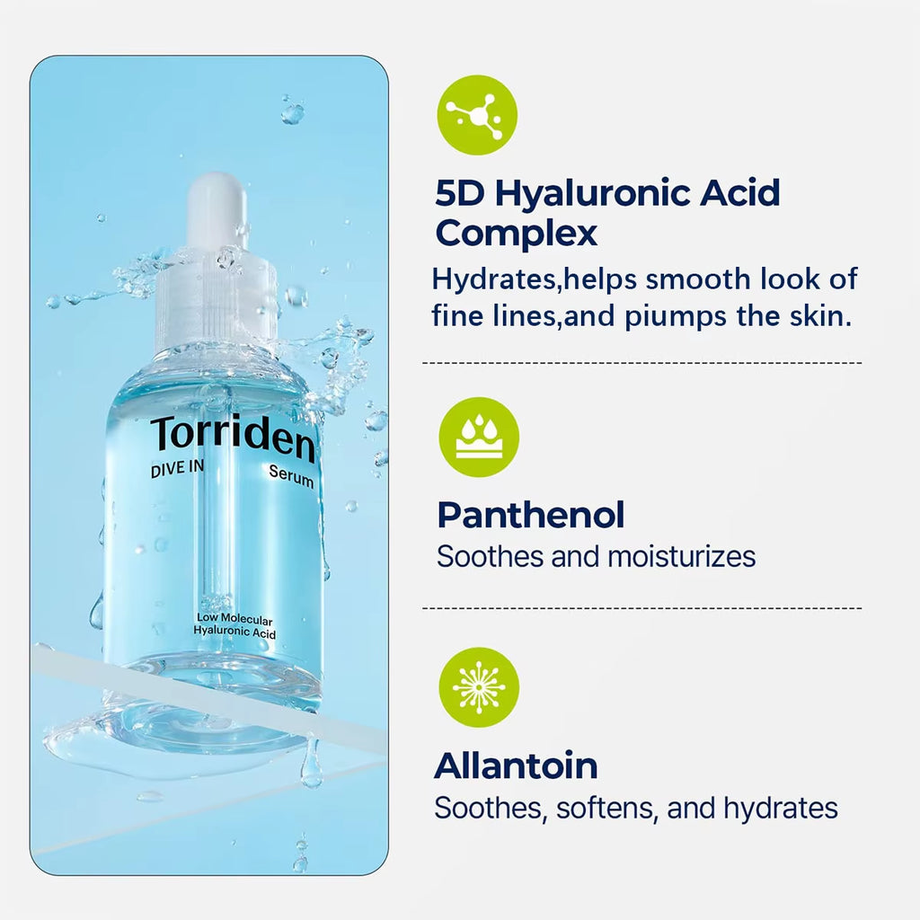 DIVE-IN Low-Molecular Hyaluronic Acid Serum 50Ml,Refreshing & Non-Sticky,Barrier Support,K-Beauty,Korean Makeup
