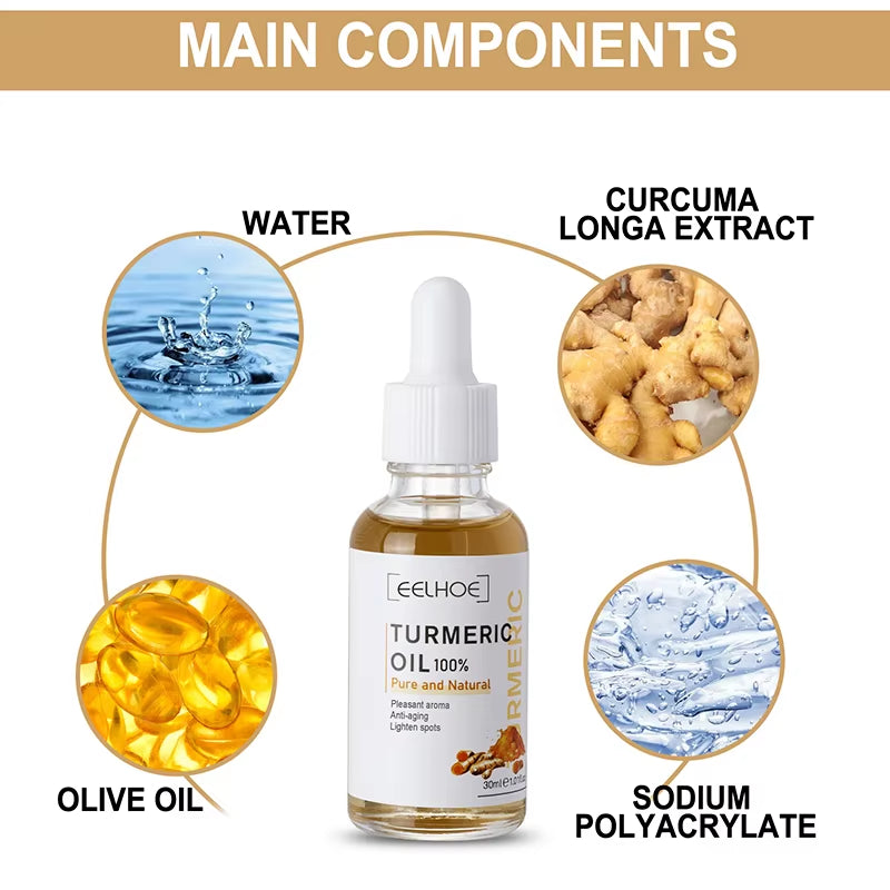 30Ml Turmeric Oil Skin to Lightening Acne Dark Patches Acne Bright Skin Dark Spot Corrector anti Aging Face Whitening Serum Care
