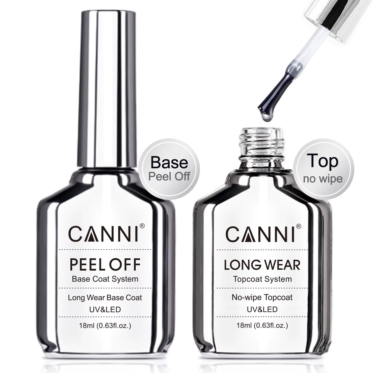 TPO FREE HEMA FREE 18Ml Long Wear Diamond Nowipe Top Coat Peeloff Base Coat Soak off UV LED Gel Polish Nail Manicure
