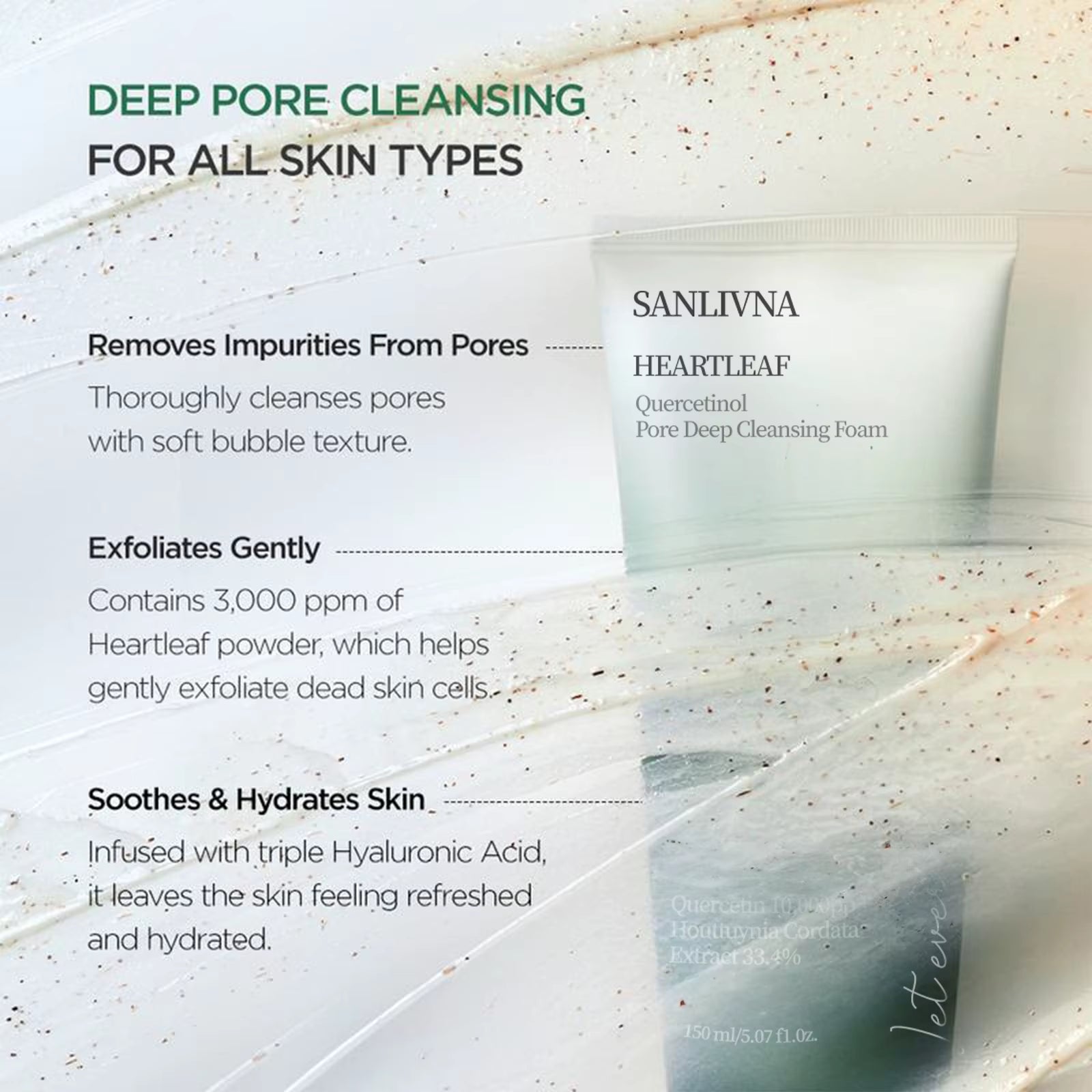 Heartleaf Quercetin Face Cleanser Pore Deep Cleansing Foam, Cleanser, Double Cleansing, BHA, Hyaluronic Acid Skincare