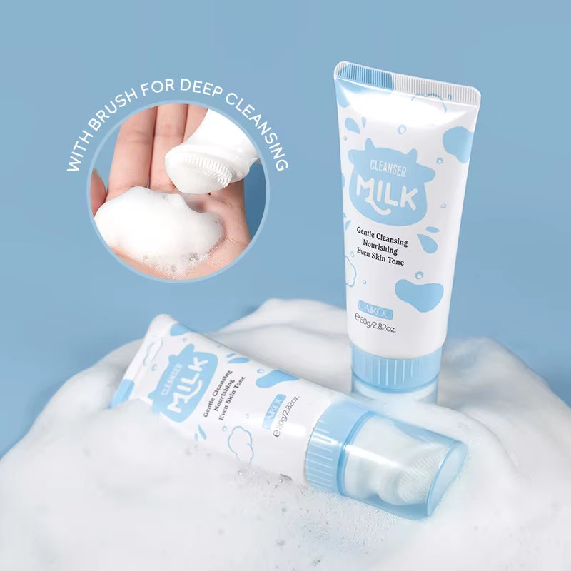 Korean Milk Facial Cleanser 80G – Deep Moisture, Oil Control & Glowing Skin | Hyaluronic Acid, Ph-Balanced for Dry/Oily Skin
