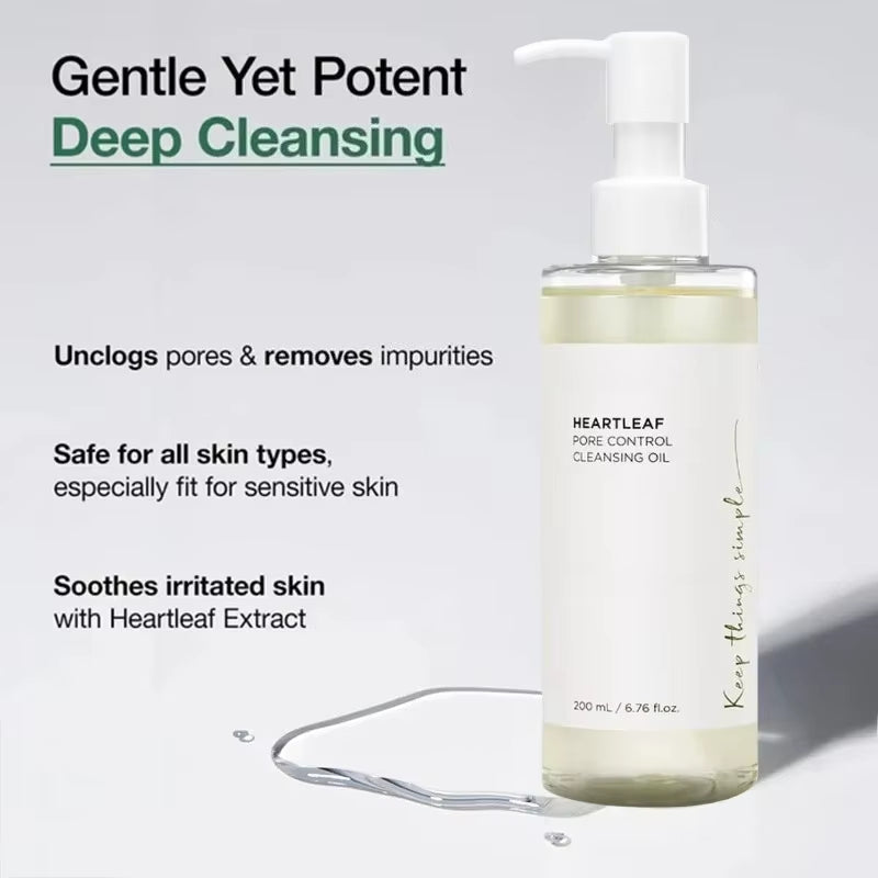Korean  Heartleaf Pore Control Cleansing Oil Pore Care Blackhead Removal Makeup Daily Deep Facial Cleansing Oil Skincare Set